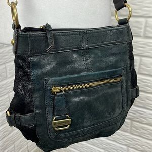 TIGNANELLO SOFT LEATHER AND SUEDE CROSSBODY BAG BLACK BRASS